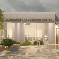 Rendering of the future Sunset Seniors Centre built by Pomerleau in Vancouver, British Columbia.