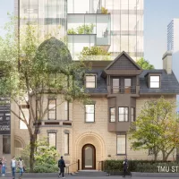  Rendu du nouveau Centre de bien-être étudiant de l'Université métropolitaine de Toronto, un projet de construction en bois massif de Pomerleau