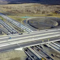 Earthworks solutions achieved by Pomerleau on a highway in Quebec