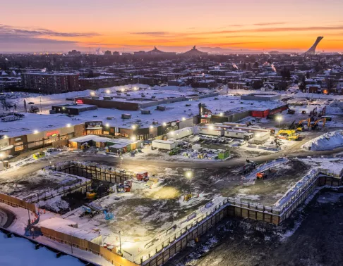 Chantier du prolongement de la ligne bleue des stations de métro de la STM de Montréal par Pomerleau