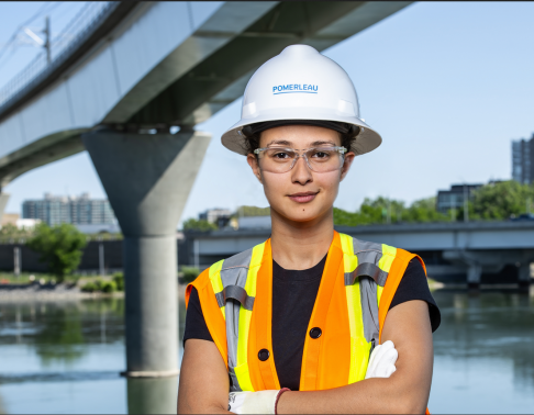 female construction worker smiling