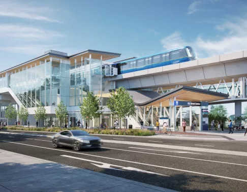 he Surrey Langley SkyTrain project will extend the Expo Line 16 kilometres, primarily along Fraser Highway from King George Station in Surrey to 203 Street in the City of Langley. Pomerleau is proud to contribute to this project.