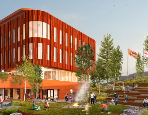 Rendering of the construction of the The Wije’winen Centre in Halifax built by Pomerleau.