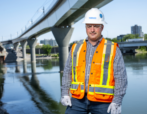 Male construction worker smiling