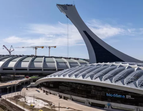 Rénovation du nouveau toit du Stade Olympique par Pomerleau