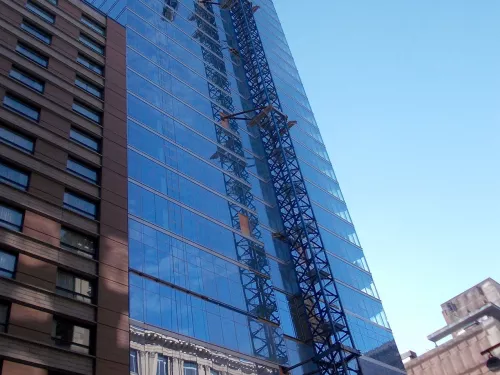 tall building with crane