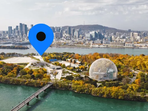 Photo aérienne de l'espace 67 à Montréal, au Québec