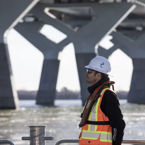 man under a bridge