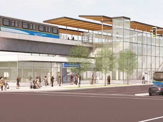 rendering of surrey langley skytrain