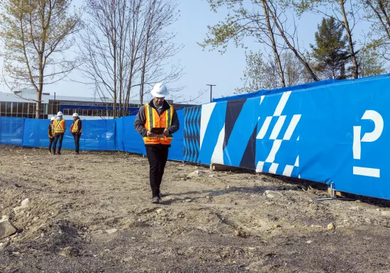Construction worker walking