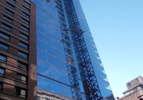 tall building with crane