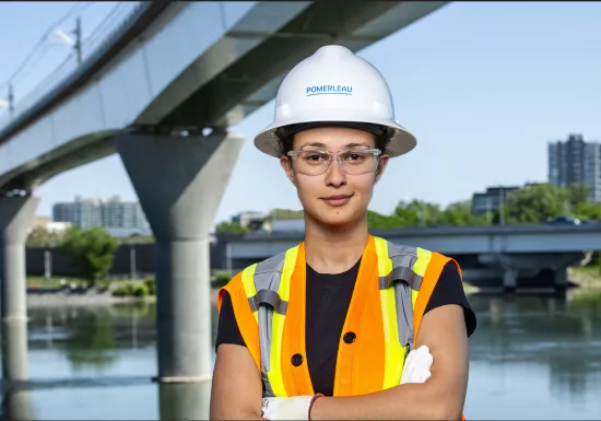 female construction worker smiling
