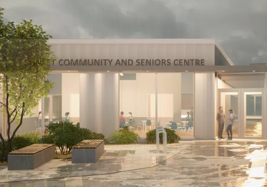 Rendering of the future Sunset Seniors Centre built by Pomerleau in Vancouver, British Columbia.