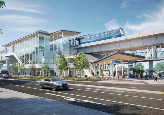 he Surrey Langley SkyTrain project will extend the Expo Line 16 kilometres, primarily along Fraser Highway from King George Station in Surrey to 203 Street in the City of Langley. Pomerleau is proud to contribute to this project.