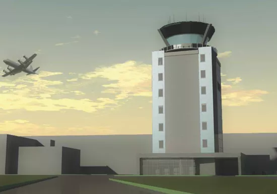 Rendu de la Tour de contrôle du trafic aérien CFB Greenwood construite par Pomerleau