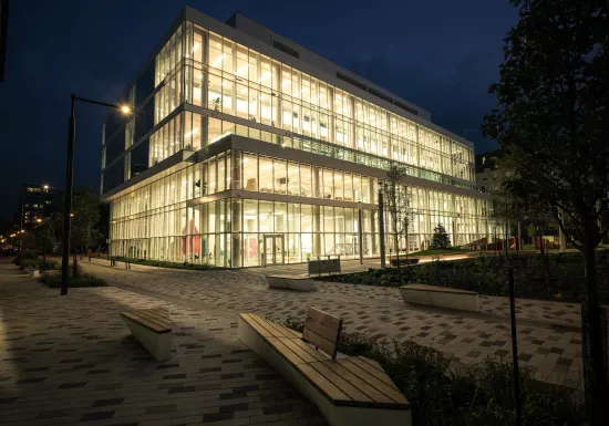 school building at night