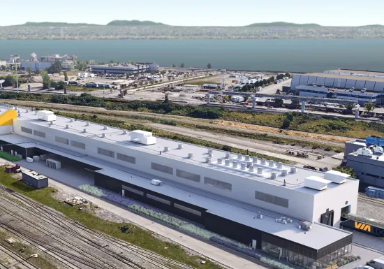 Rendering of the new Via Rail Maintenance Center in Montreal, built by Pomerleau.