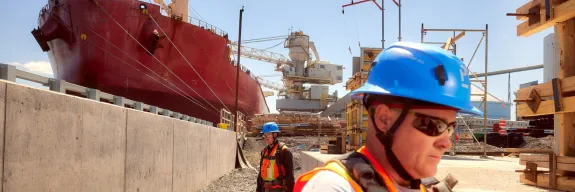 Pomerleau's workers on a civil construction site.