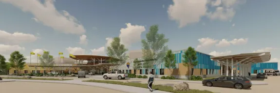 A rendering of the future WAHA redevelopment project in Northern Ontario built by Pomerleau.