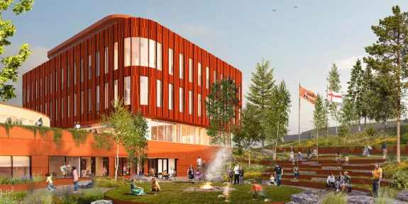 Rendering of the construction of the The Wije’winen Centre in Halifax built by Pomerleau.