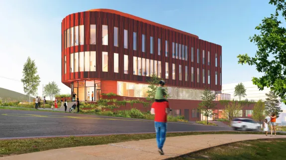Rendering of the construction of the The Wije’winen Centre in Halifax built by Pomerleau.