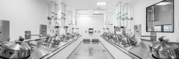 Interior of clean rooms in a pharmaceutical building project in Canada, built by Pomerleau.