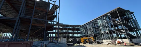 Foundations and steel structures of the new Princeton Long-Term Care Centre in Spryfield, Nova Scotia, built by Pomerleau.