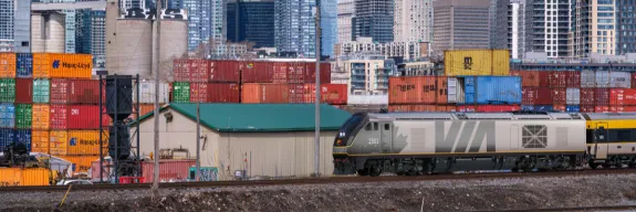 Preliminary rendering of the new Via Rail locomotives in Montreal