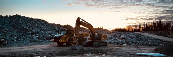 View of the construction site of the Nouveau Monde Graphite project built by Pomerleau.