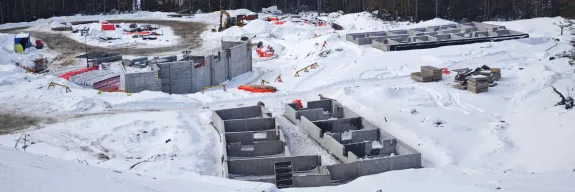View of the concrete foundations at the Westwood Long-Term Care Centre built by Pomerleau
