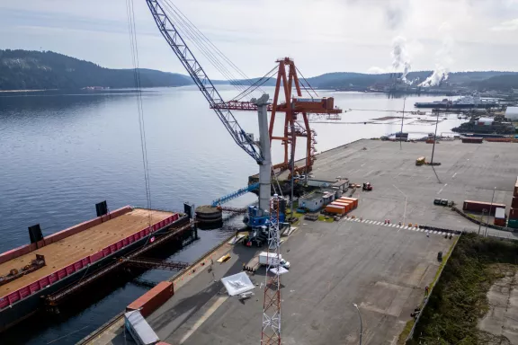 The Duke Point Terminal Expansion project in Nanaimo on Vancouver Island in British Columbia constructed by Pomerleau | Le projet d'agrandissement du terminal de Duke Point à Nanaimo, sur l'île de Vancouver en Colombie-Britannique, réalisé par Pomerleau.