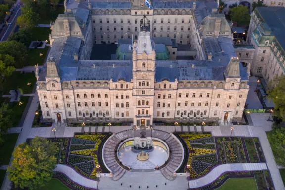 Quebec National Assembly Building Expansion construction site, in Quebec City, Quebec built by Pomerleau.
