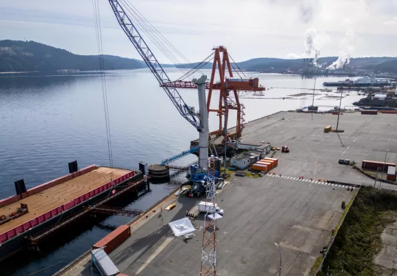 The Duke Point Terminal Expansion project in Nanaimo on Vancouver Island in British Columbia constructed by Pomerleau | Le projet d'agrandissement du terminal de Duke Point à Nanaimo, sur l'île de Vancouver en Colombie-Britannique, réalisé par Pomerleau.