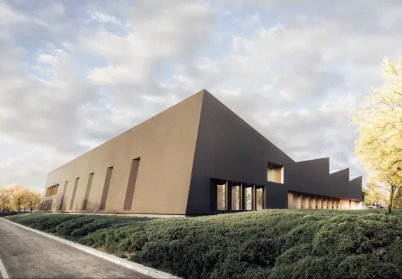 Toronto’s Multi-Function Paramedic Station Render, a new healthcare infrastructure constructed by Pomerleau in Ontario.