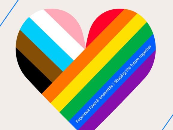 Pride flag within a heart