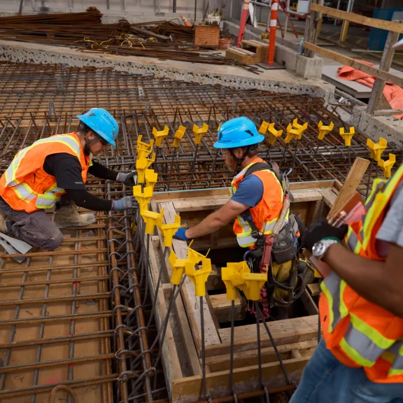 Pomerleau's workers on a construction site in British Columbia.