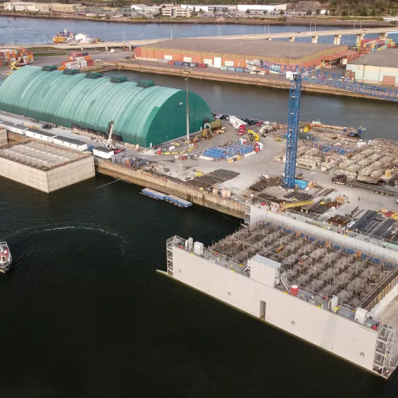 Port St John Westside Terminals Modernization using Dredging & Caissons, a project built by Pomerleau.