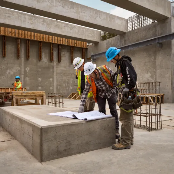 Pomerleau's workers on a construction site in British Columbia.