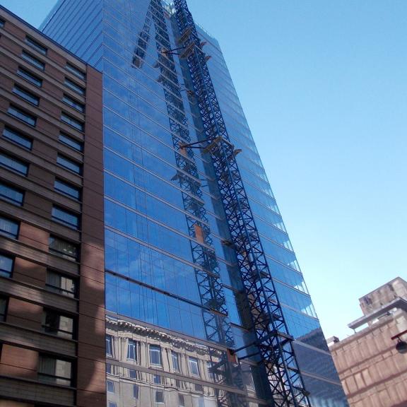 tall building with crane