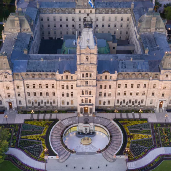 Quebec National Assembly Building Expansion construction site, in Quebec City, Quebec built by Pomerleau.