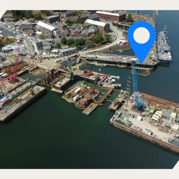 Marine Works in a port in Victoria, British Columbia, Canada, a type of project where new employees at Pomerleau could work on