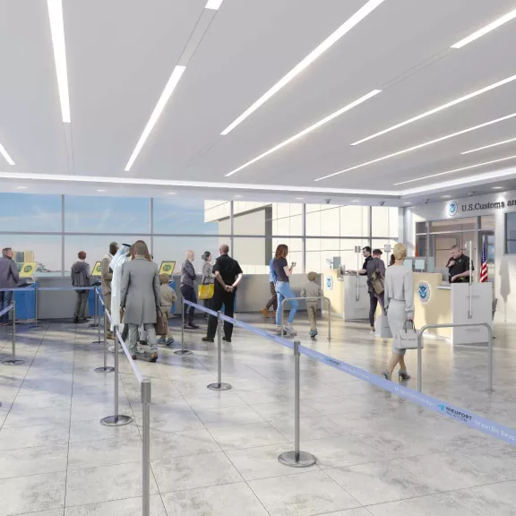 Rendering of inside an airport