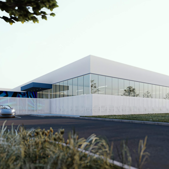 3D rendering of a data center in the Montreal region