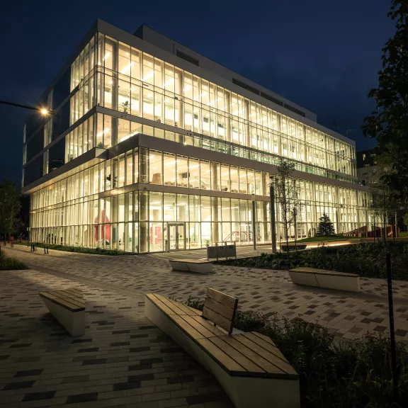 school building at night
