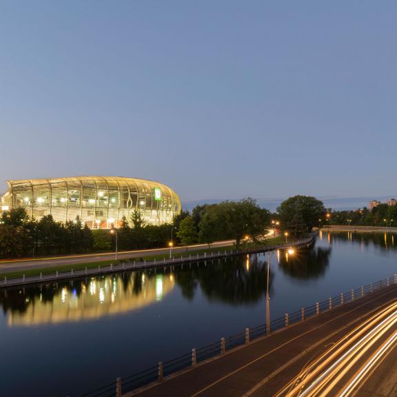 building near a river