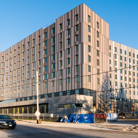 The University of Toronto New Student Residence in Scarborough, Ontario, an example of Pomerleau's innovative ways of constructing buildings.