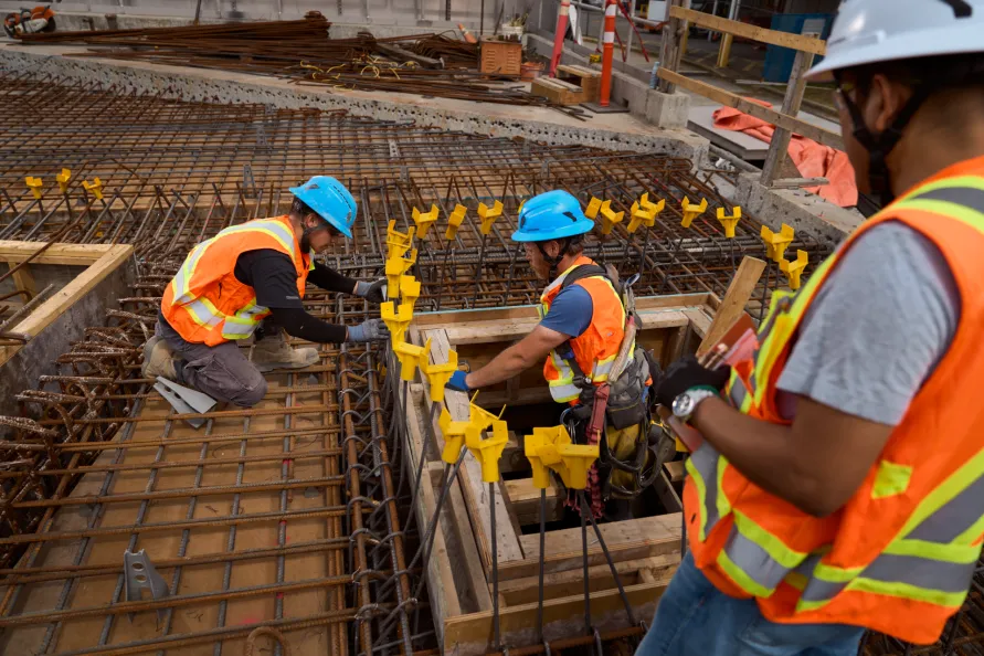Pomerleau's workers on a construction site in British Columbia.