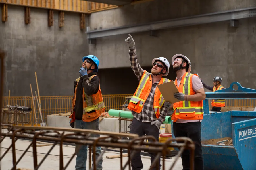 Pomerleau's construction workers on the Newton Pump Station worksite in British Columbia.