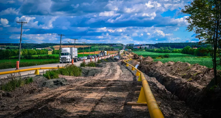71-Km of Gas Pipeline in Bellechasse, Quebec, an example of Pomerleau's expertise in Buried Lines and pipelines  