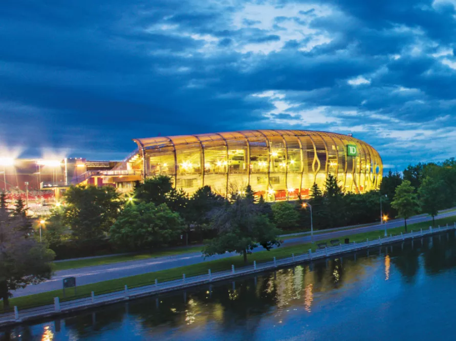 Lansdowne Park Redevelopment in Ottawa, Ontario, an example of a cultural construction project built by Pomerleau